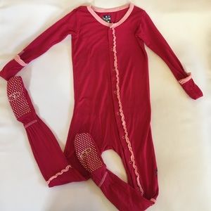 Kickee Pants Pink Ruffle Footie PJ